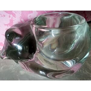 Clear Glass Sleeping Kitty Cat Votive Candle Holder Indiana Glass See Pictures